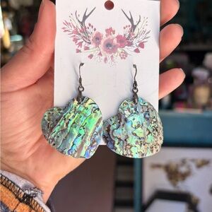 Heart Shaped Abalone Shell Earrings